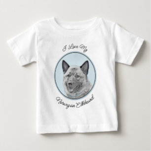 Norwegian Elkhound Painting - Original Dog Art Baby T-Shirt
