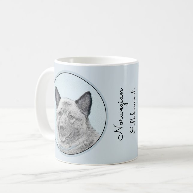 Norwegian Elkhound Painting - Original Dog Art Coffee Mug (Front Left)