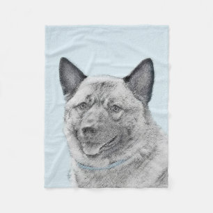 Norwegian Elkhound Painting - Original Dog Art Fleece Blanket