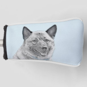 Norwegian Elkhound Painting - Original Dog Art Golf Head Cover