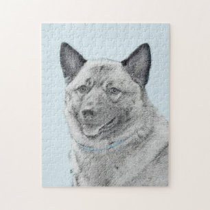 Norwegian Elkhound Painting - Original Dog Art Jigsaw Puzzle