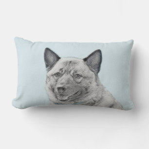 Norwegian Elkhound Painting - Original Dog Art Lumbar Cushion