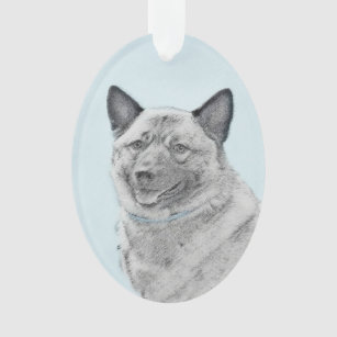 Norwegian Elkhound Painting - Original Dog Art Ornament