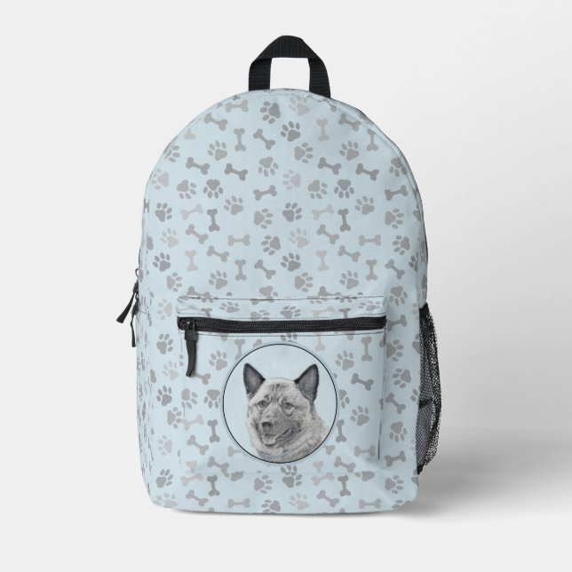 Norwegian Elkhound Painting - Original Dog Art Printed Backpack (Front)