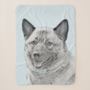 Norwegian Elkhound Painting - Original Dog Art Sherpa Blanket