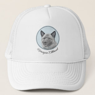Norwegian Elkhound Painting - Original Dog Art Trucker Hat