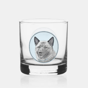 Norwegian Elkhound Painting - Original Dog Art Whiskey Glass