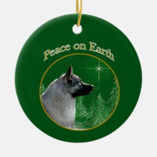 Norwegian Elkhound Peace Ceramic Ornament