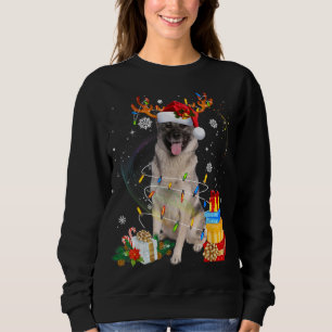 Norwegian Elkhound Reindeer Christmas Lights Funny Sweatshirt