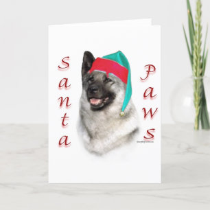 Norwegian Elkhound Santa Paws Holiday Card