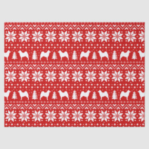Norwegian Elkhound Silhouettes Christmas Pattern Tissue Paper