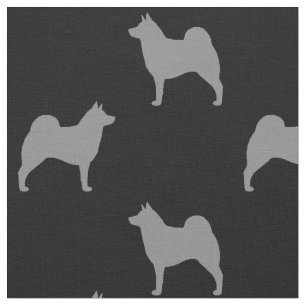Norwegian Elkhound Silhouettes Pattern Fabric