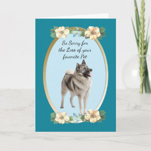 Norwegian Elkhound Teal Floral Sympathy - Pet Loss Card