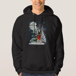 Norwegian Elkhound Under Moonlight Snow Christmas  Hoodie