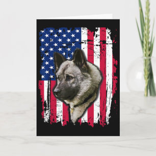 Norwegian Elkhound Us Flag 4th Of July Card