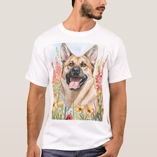 Norwegian Elkhound Watercolor Men's T-Shirt (Front)