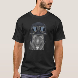 Norwegian Elkhound Wearing Vintage Motorcycle Helm T-Shirt