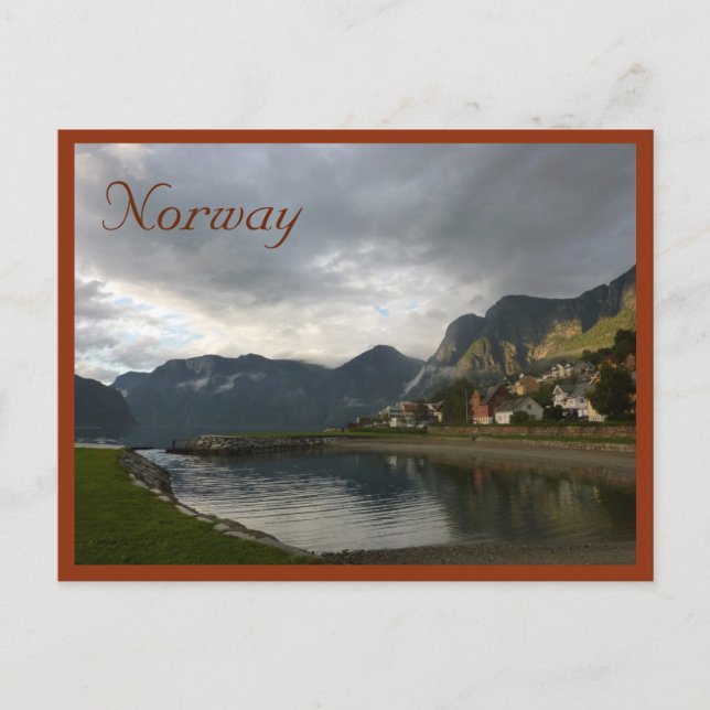 Norwegian Fjord (Aurlandsfjord) with text Postcard (Front)