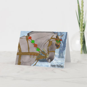 Norwegian Fjord Horse Christmas Equestrian Art Holiday Card
