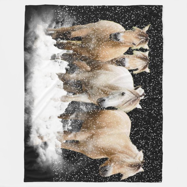 Norwegian Fjord Snow Blnaket Fleece Blanket (Front)
