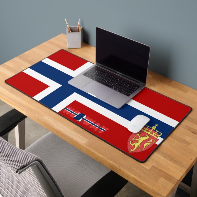 Norwegian flag-coat of arms desk mat (Office 2)