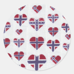 Norwegian Flag Heart Cross Stitch Nordic Norway Hj Classic Round Sticker