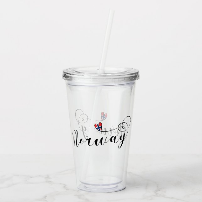 Norwegian Flag Heart, Norway Acrylic Tumbler (Back)