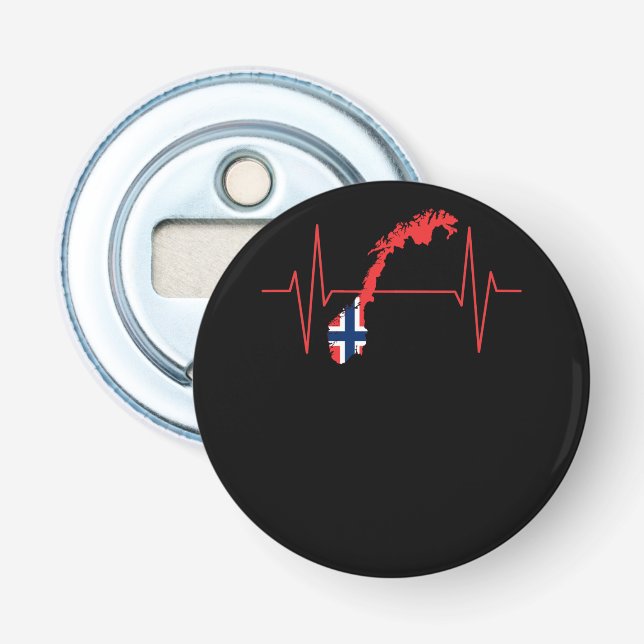 Norwegian Flag Heartbeat Bottle Opener (Front)