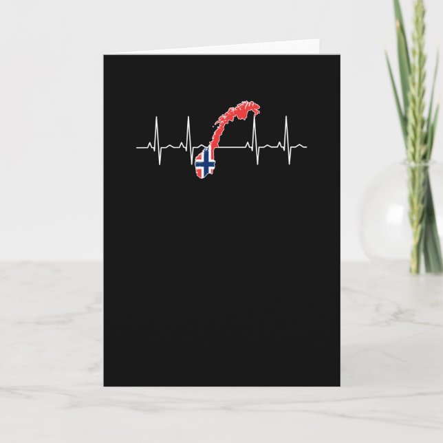 Norwegian Flag Heartbeat Card (Front)