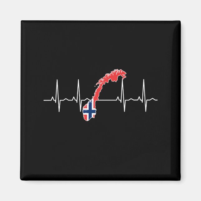 Norwegian Flag Heartbeat Magnet (Front)