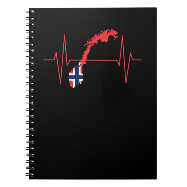 Norwegian Flag Heartbeat Notebook (Front)