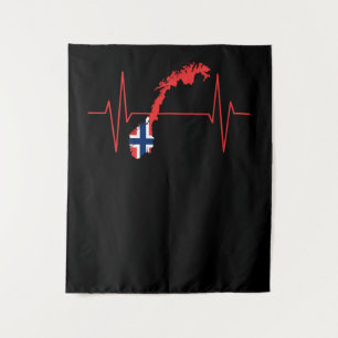 Norwegian Flag Heartbeat Tapestry