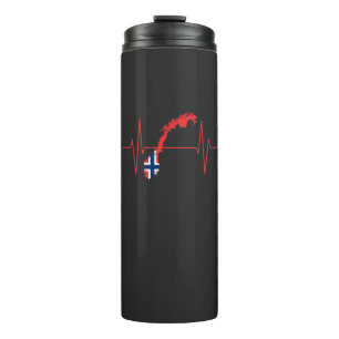 Norwegian Flag Heartbeat Thermal Tumbler