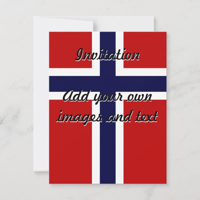 Norwegian Flag - Kongeriket Norge - Norsk Flagg Invitation (Front)