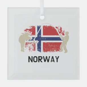 Norwegian Flag Norway Flag Glass Tree Decoration