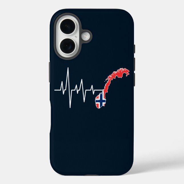 Norwegian Flag Norway Flag Norge Heartbeat  Case-Mate iPhone Case (Back)