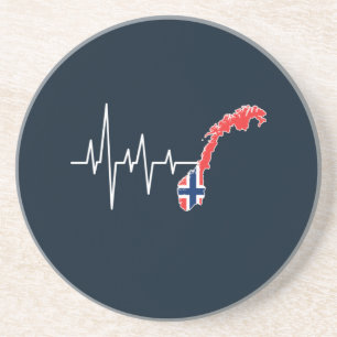 Norwegian Flag Norway Flag Norge Heartbeat Coaster