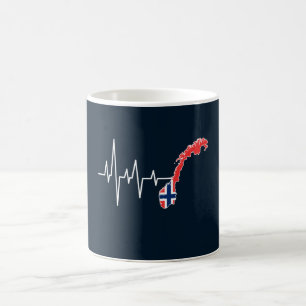 Norwegian Flag Norway Flag Norge Heartbeat Coffee Mug