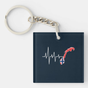 Norwegian Flag Norway Flag Norge Heartbeat Key Ring