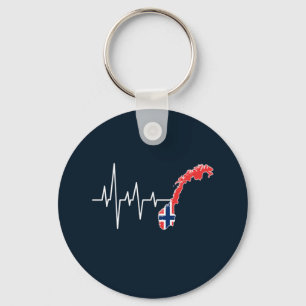 Norwegian Flag Norway Flag Norge Heartbeat Key Ring