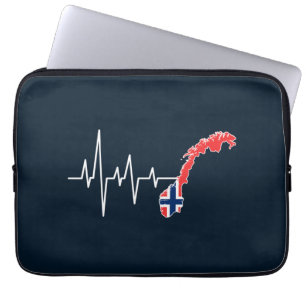 Norwegian Flag Norway Flag Norge Heartbeat Laptop Sleeve
