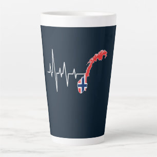 Norwegian Flag Norway Flag Norge Heartbeat Latte Mug