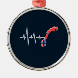 Norwegian Flag Norway Flag Norge Heartbeat Metal Ornament