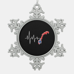 Norwegian Flag Norway Flag Snowflake Pewter Christmas Ornament