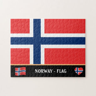 Norwegian Flag & Norwegian country / Norway Jigsaw Puzzle
