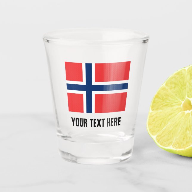 Norwegian flag of Norway custom drinking Shot Glass (Front)