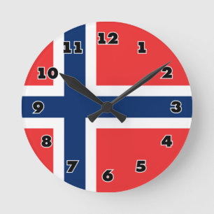 Norwegian flag of Norway custom round wall clock
