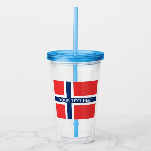 Norwegian flag of Norway Scandinavian party custom Acrylic Tumbler (Front)