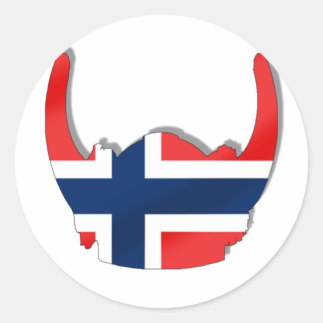 Norwegian flag of Norway viking helmet Classic Round Sticker (Front)