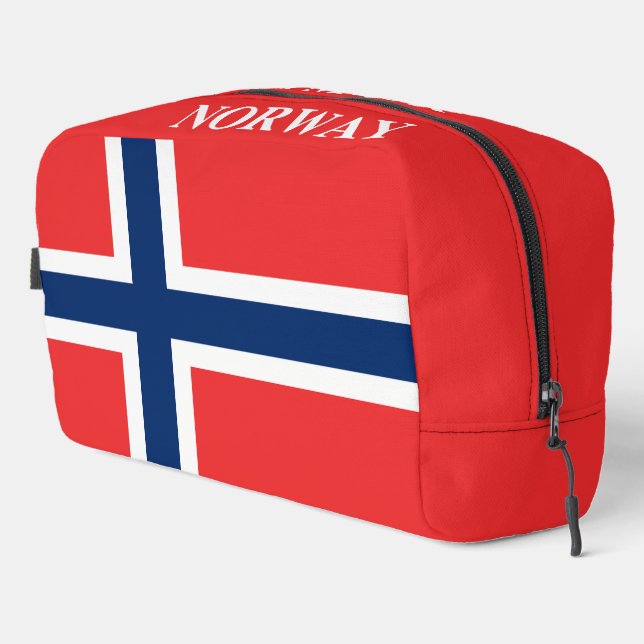Norwegian flag personalised toiletry travel kit dopp kit (Right Corner)